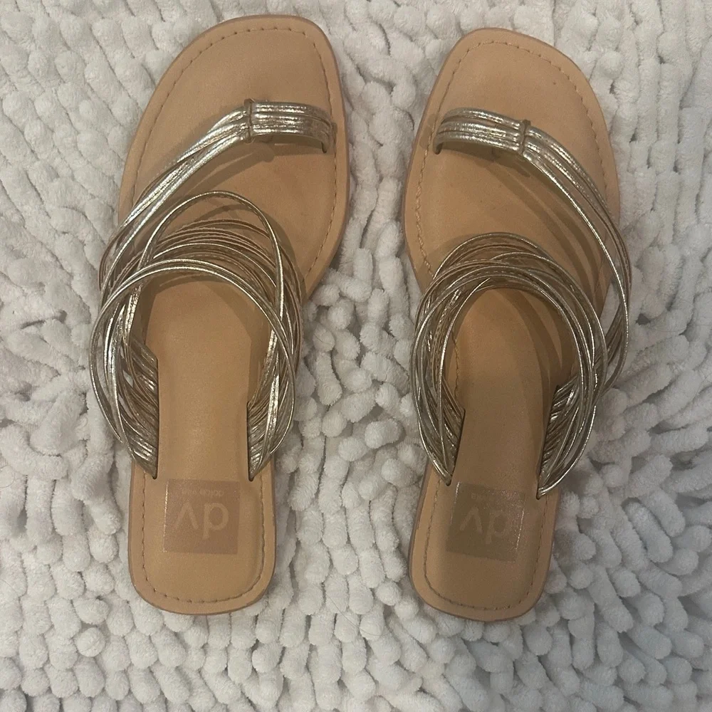 Dolce Vita Metallic Gold Multi-Strap Slide Sandals - Picture 1 of 3